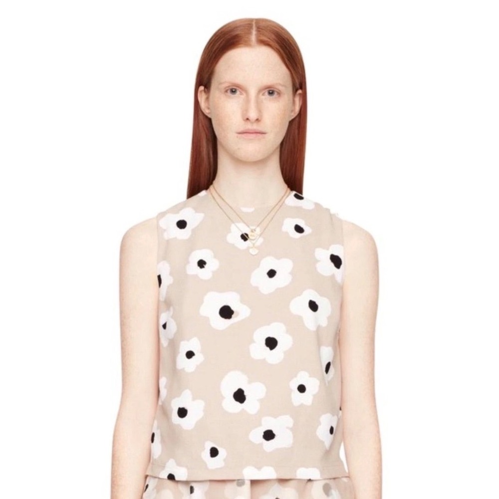 Kate Spade New York Faye Layered Shell Top in Beige Floral, Size Large